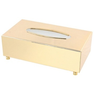 Rectangle Tissue Box Cover in Gold Finish Windisch 87112D